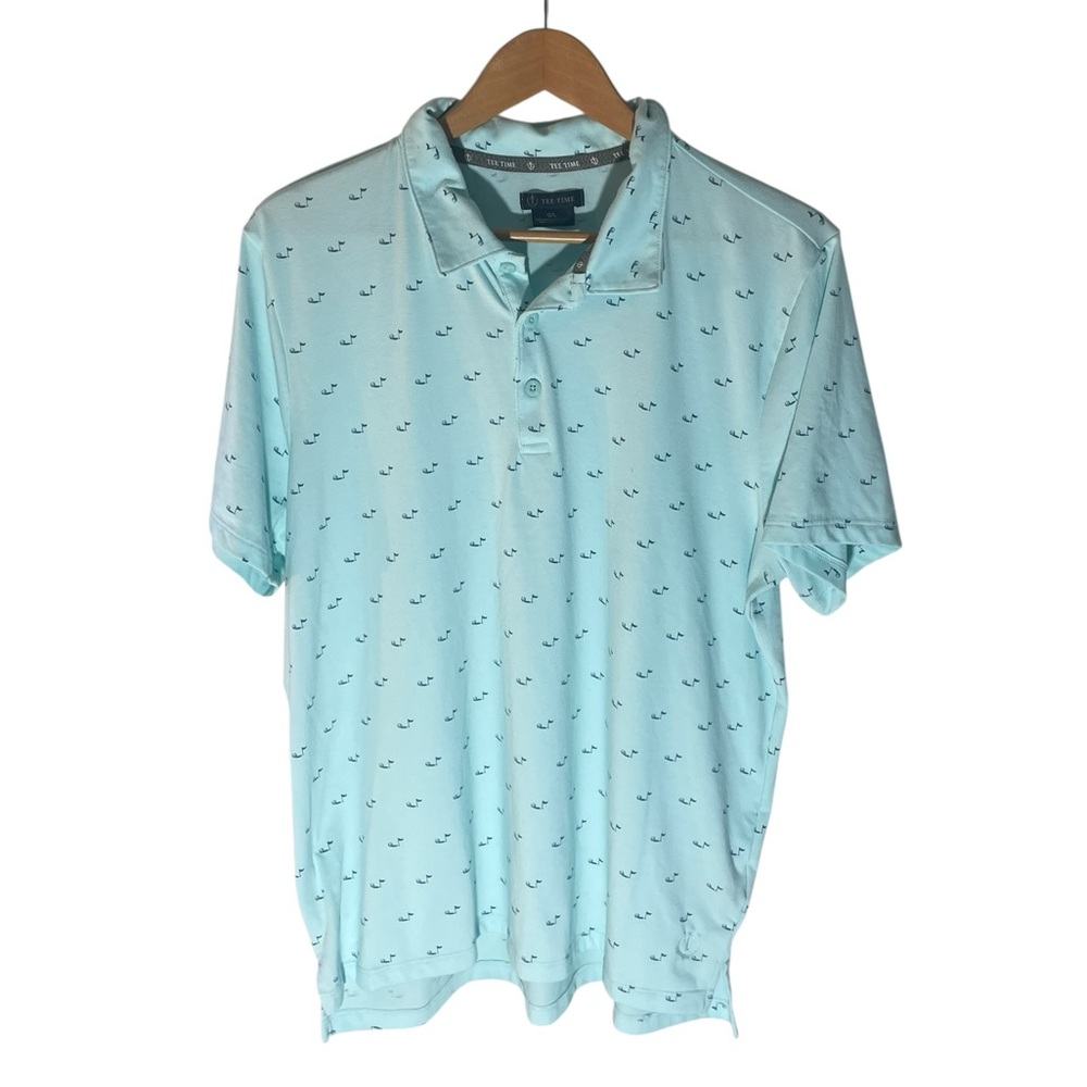 G1- Light Blue Men's Polo Shirt - Small Print Pattern Golf